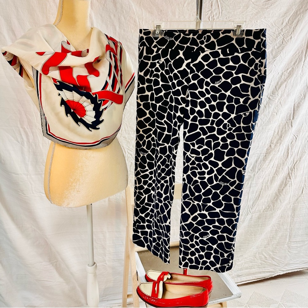 Lilly Pulitzer Palm Beach Fit Navy Giraffe Print Crop Pants Size 10